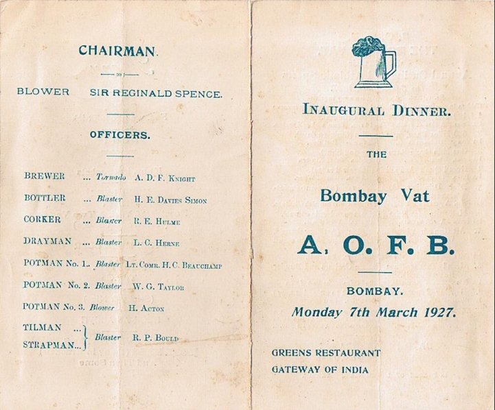 Bombay Vat menu cover