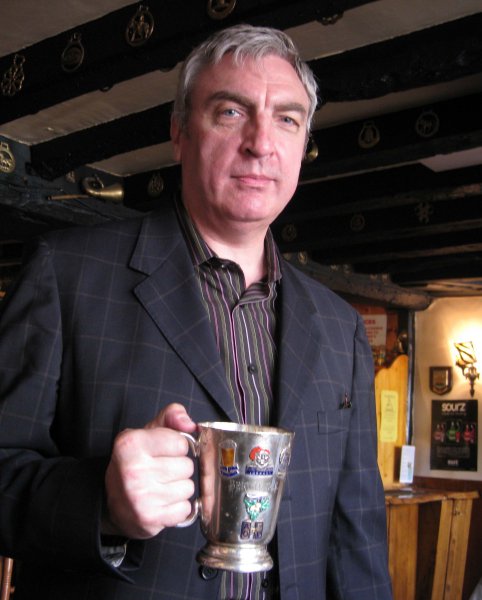 FOFB Chris 'Jackets' Murray - with the Grail - Berts tankard