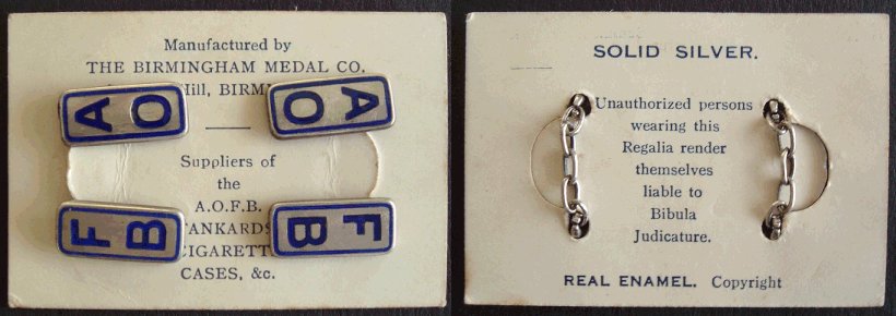 A.O.F.B. cufflinks on card