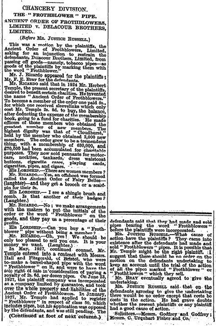 Pipe Court Case 8 Feb 1928